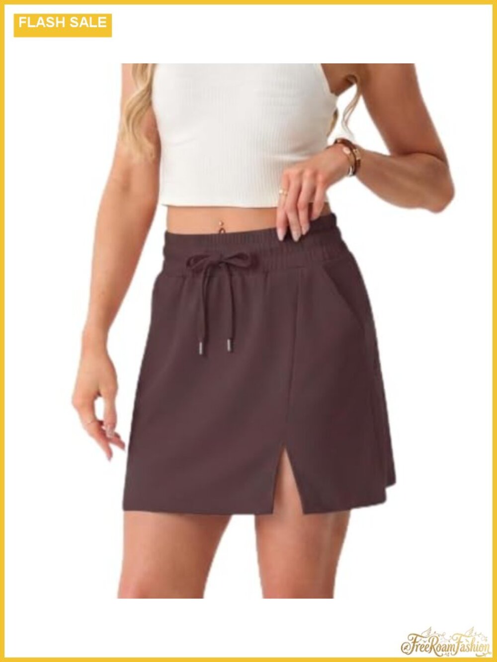 Active Skort with Side Slit, Built-in Shorts & Pockets for Tennis Golf Athletic